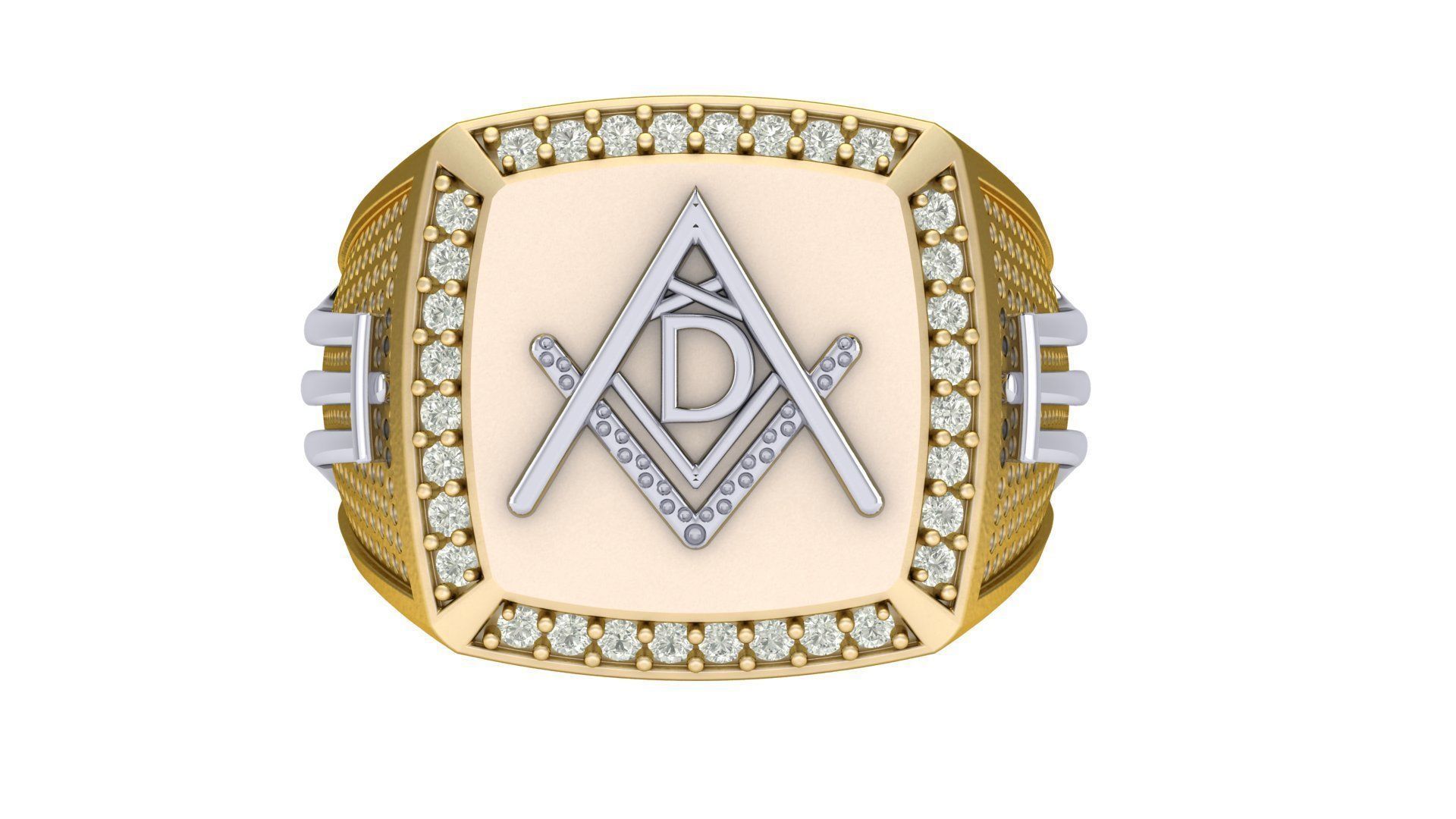 D - LETTER  SIGNET RING 3D print model_3