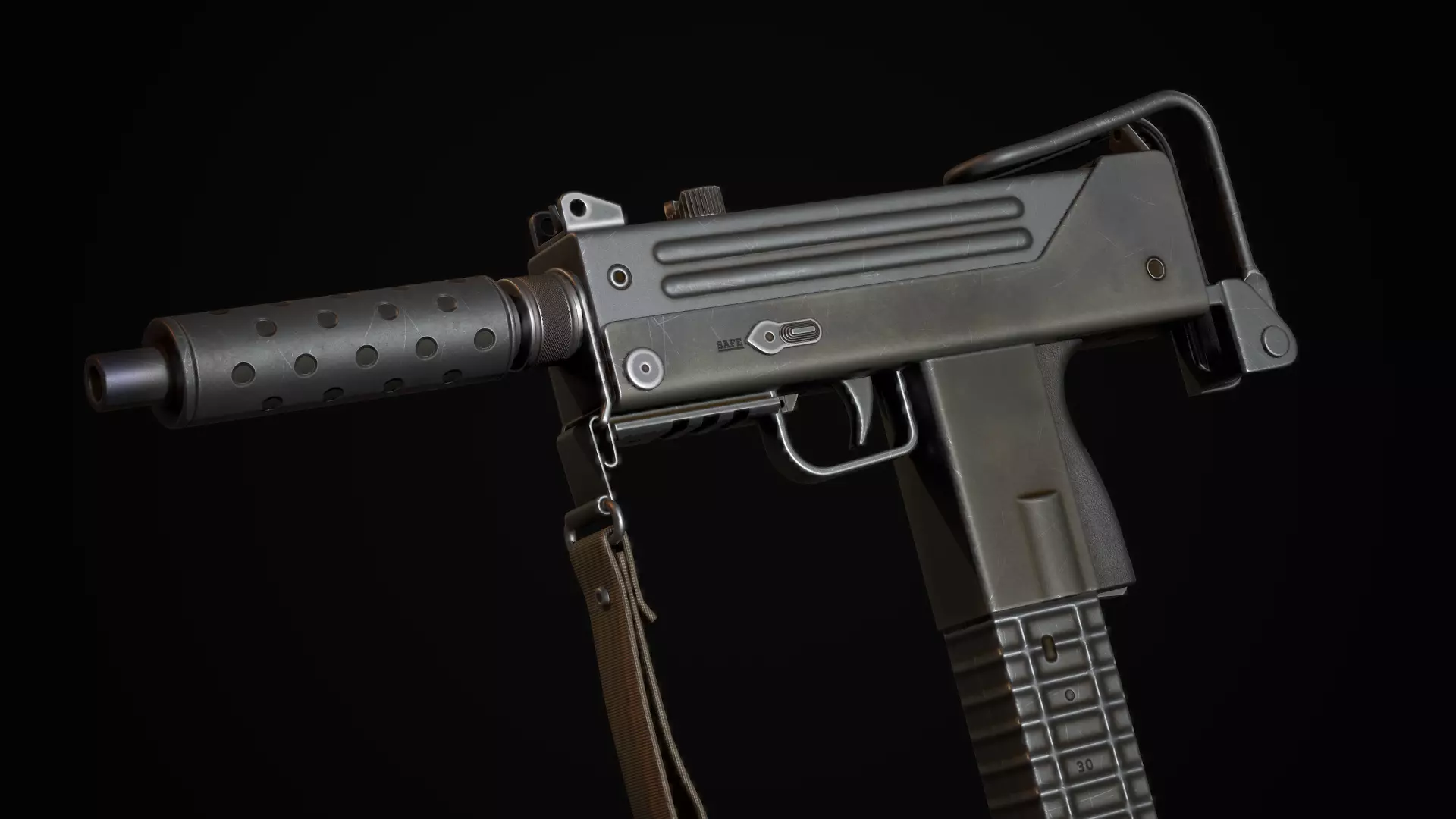 UZI  Mac 10  Mini Mac 10 Low-poly 3D model_0