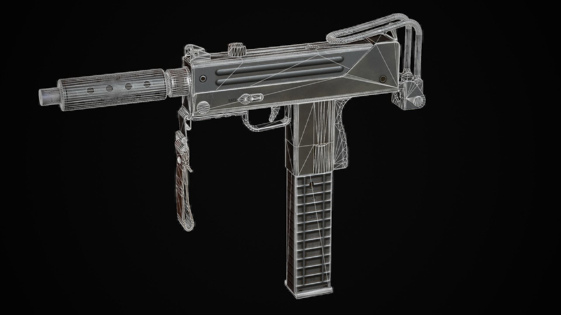 UZI  Mac 10  Mini Mac 10 Low-poly 3D model_9