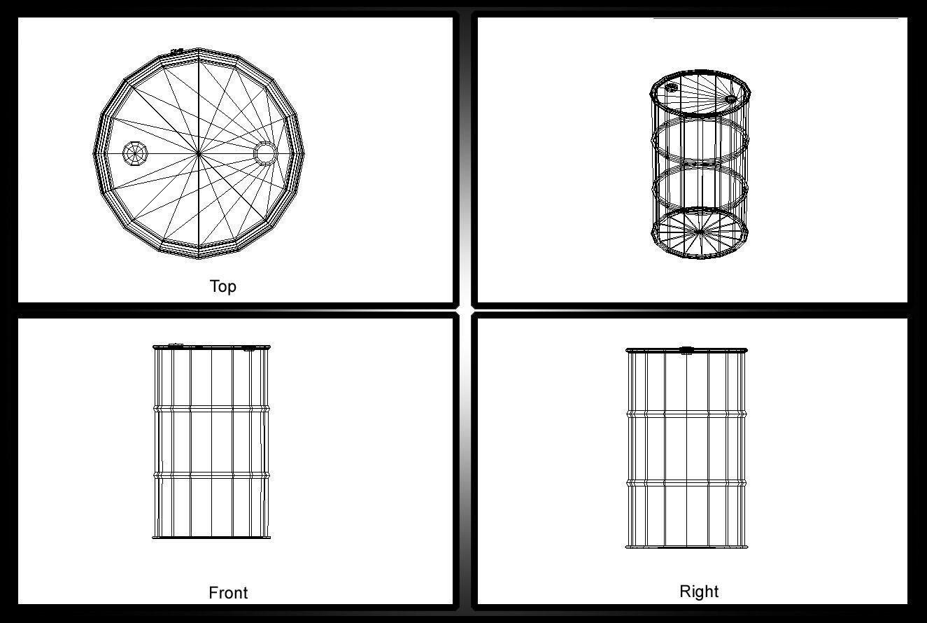 Colored Barrels Low-poly 3D model_10