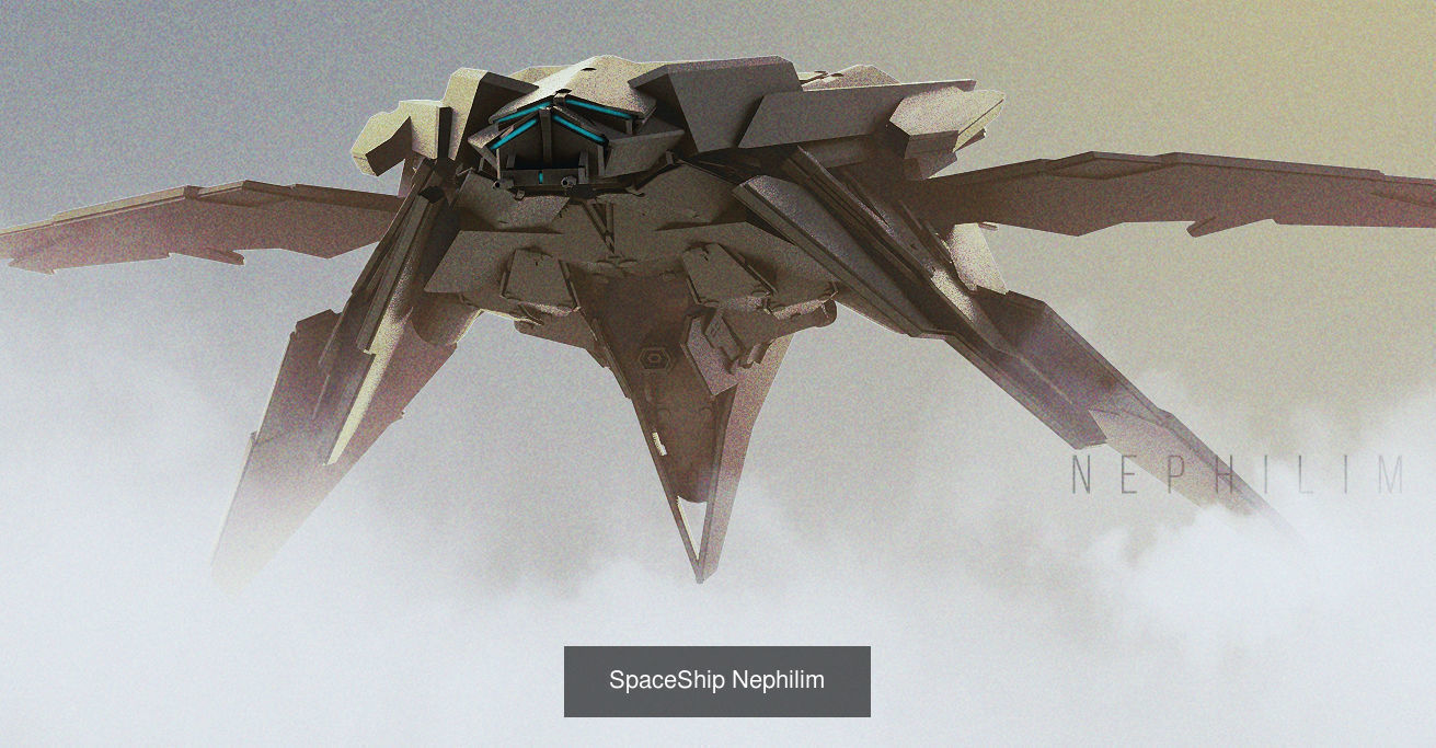 Sci-fi paper spaceship 3D Model Collection_3