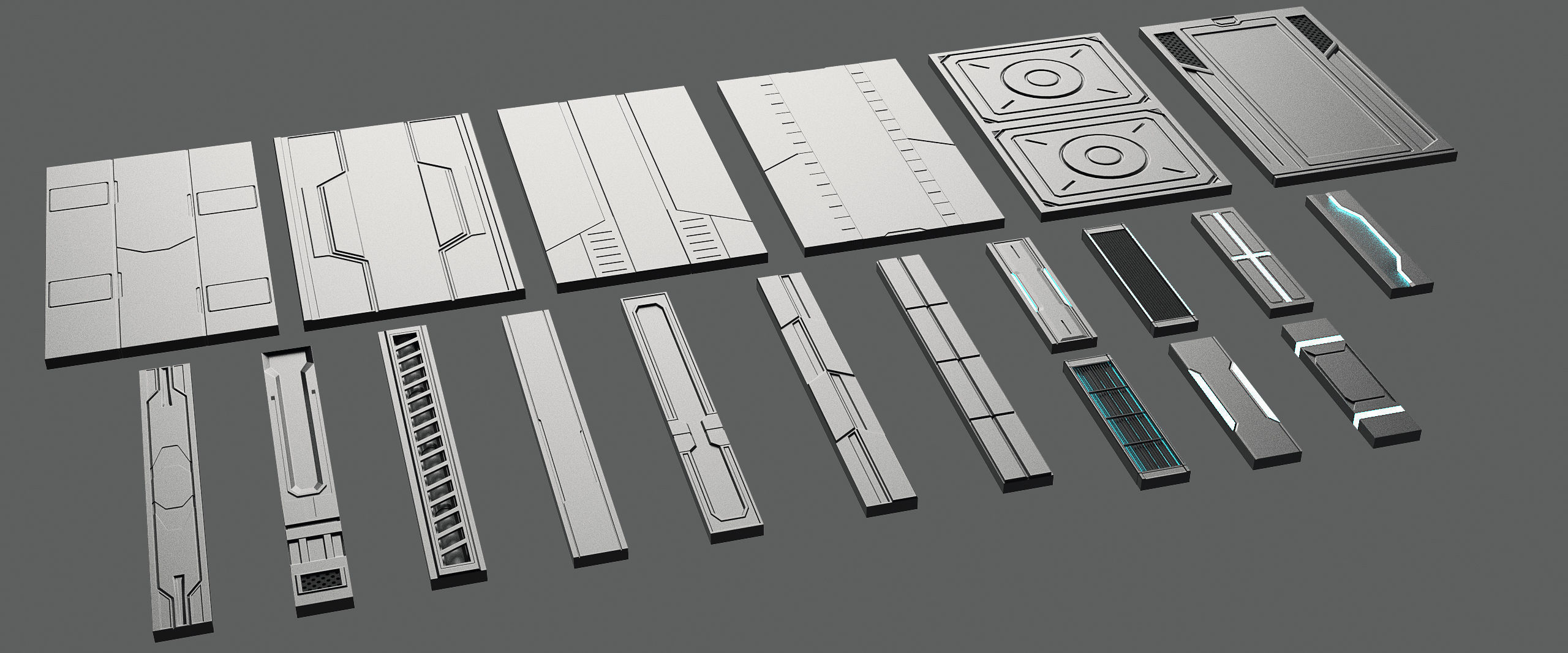 Sci-fi paper spaceship 3D Model Collection_7