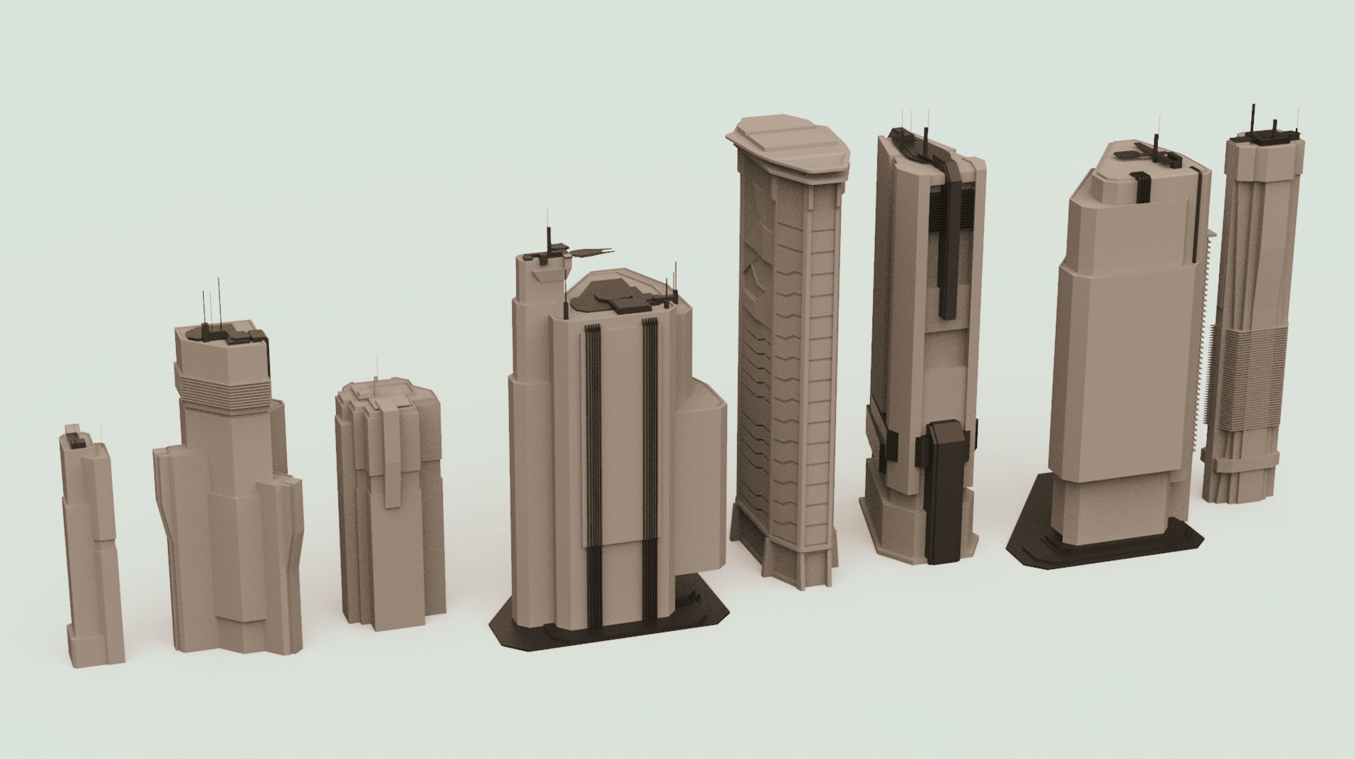 Sci-fi paper spaceship 3D Model Collection_20