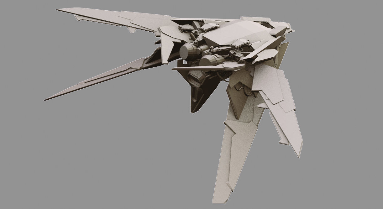Sci-fi paper spaceship 3D Model Collection_16
