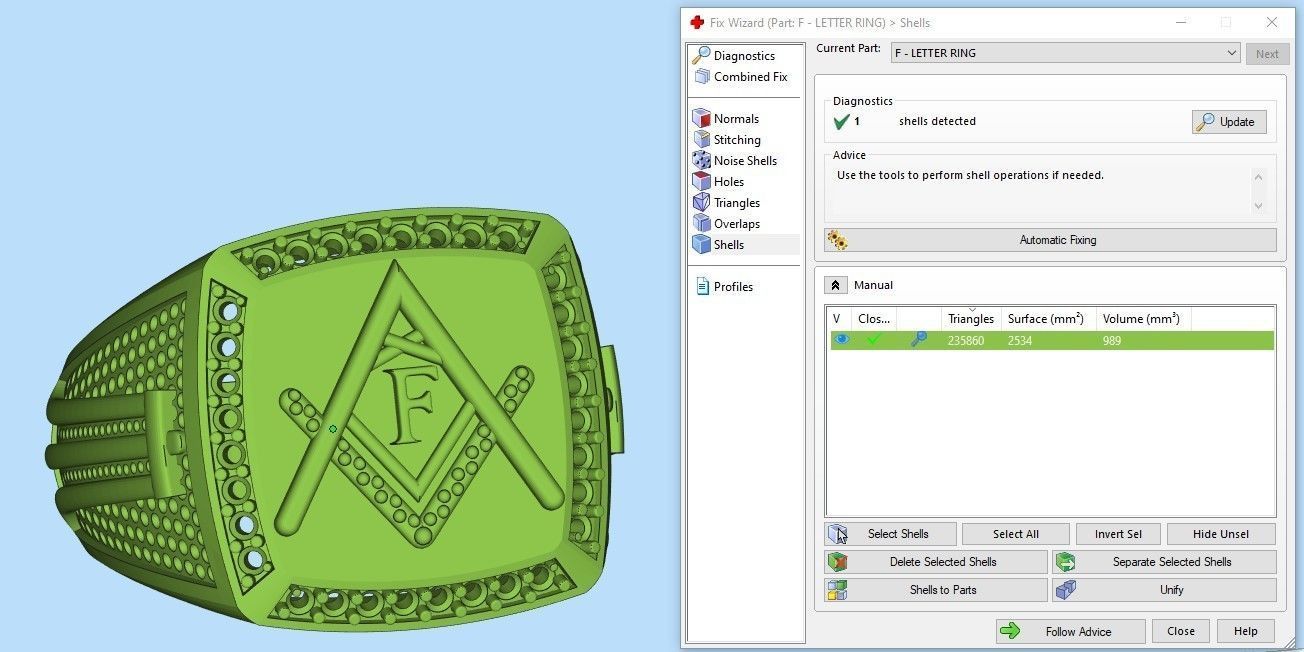 F  - LETTER SIGNET RING 3D print model_9