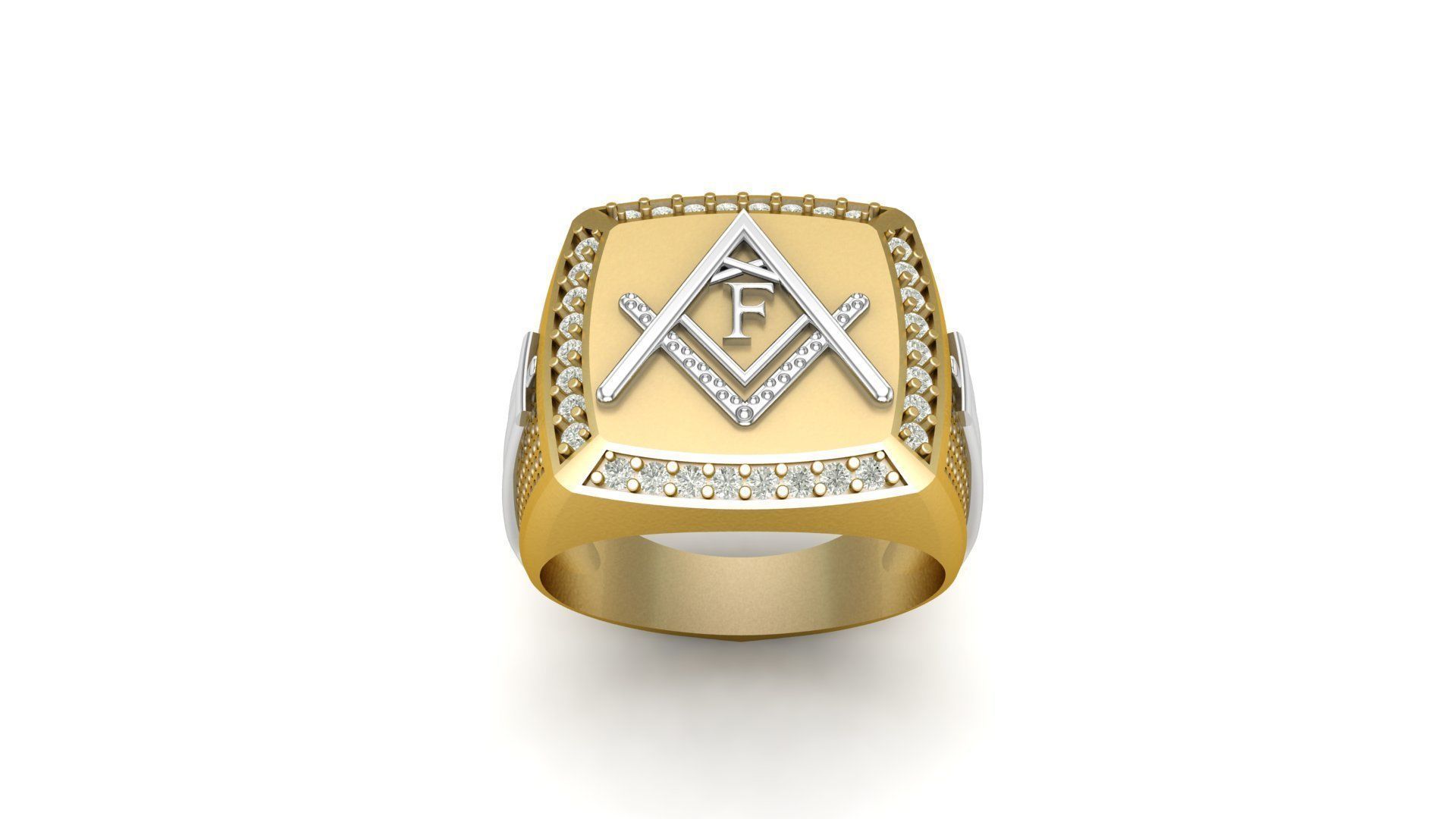 F  - LETTER SIGNET RING 3D print model_1