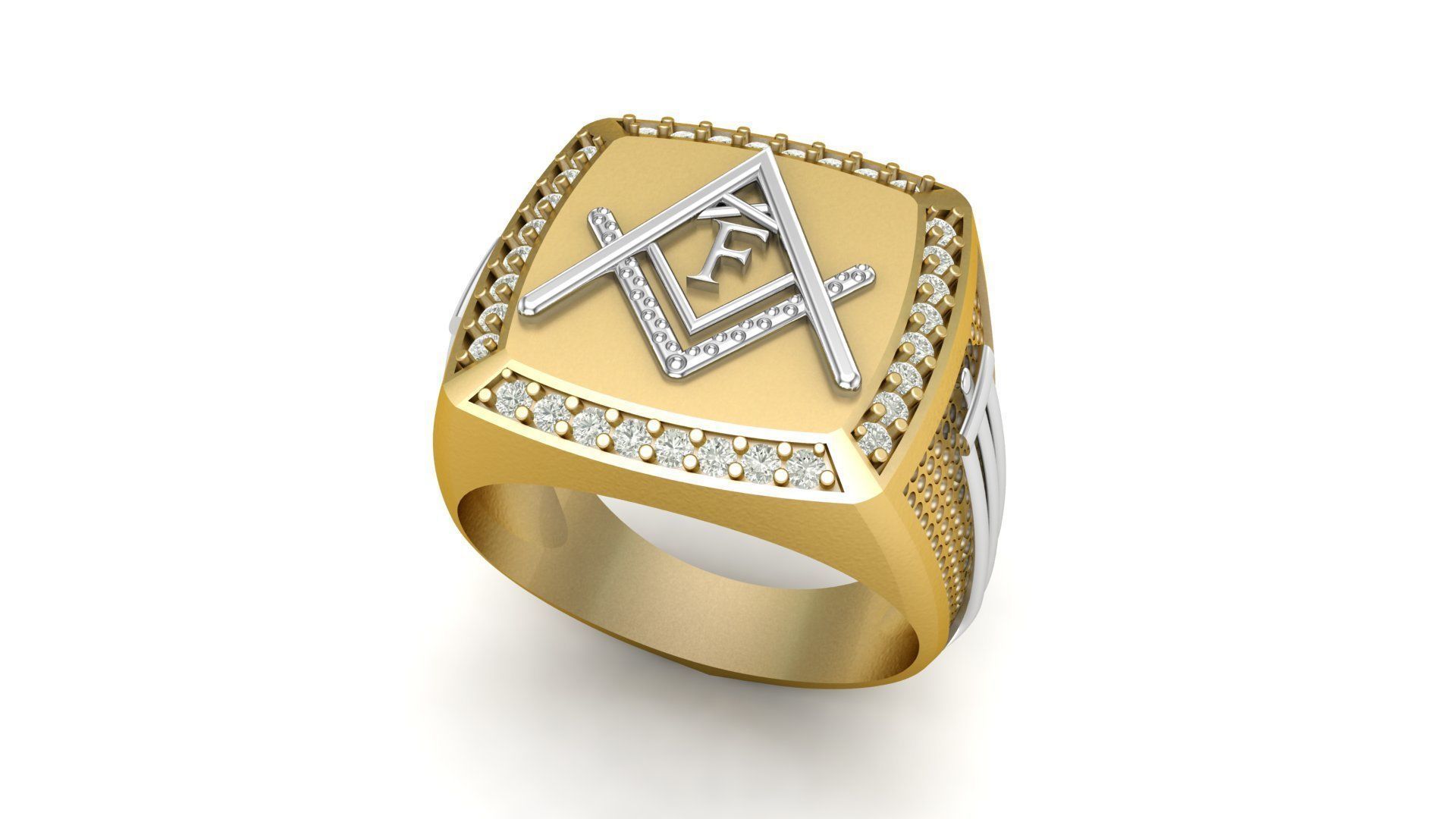 F  - LETTER SIGNET RING 3D print model_2