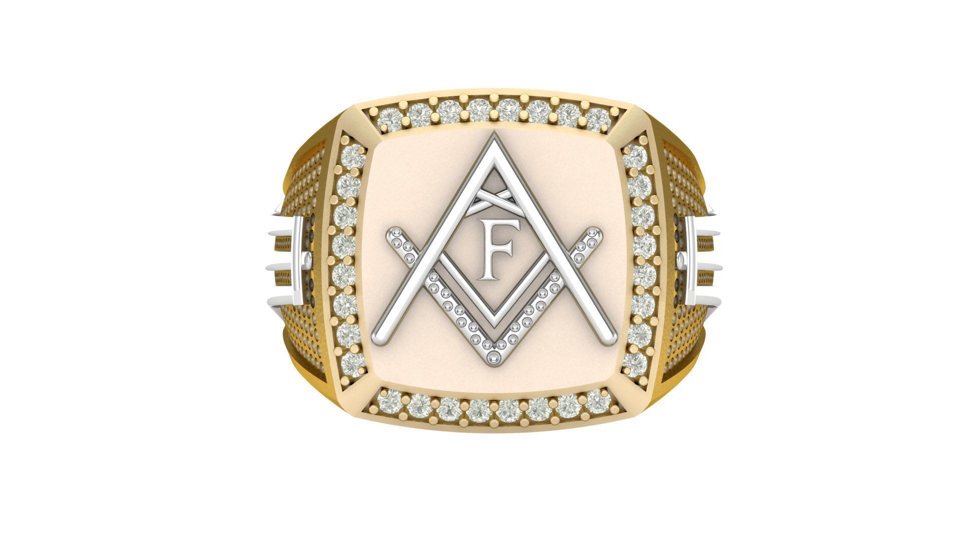 F  - LETTER SIGNET RING 3D print model_3