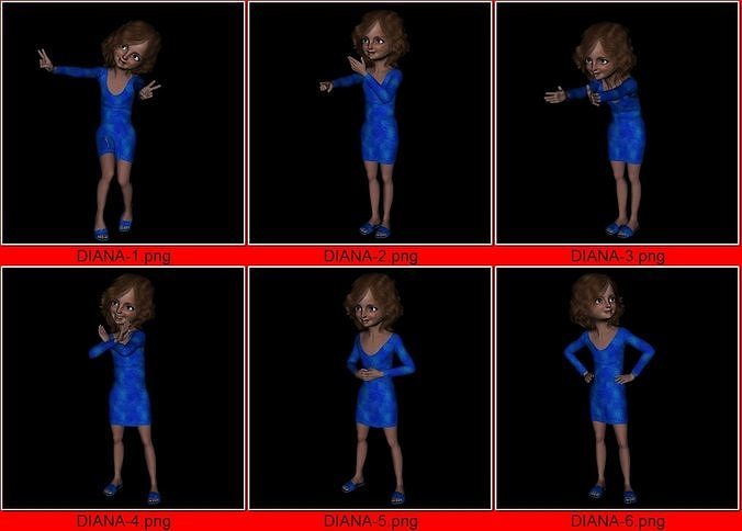 6 STAND ALONE OBJ-DIANA 3D model