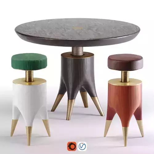Mushroom Table And Molar Stool 3D model