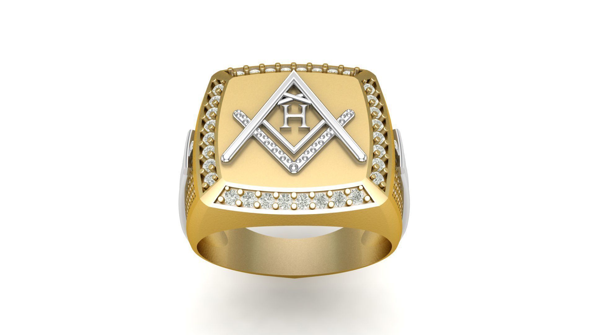 H - LETTER  SIGNET RING 3D print model_1