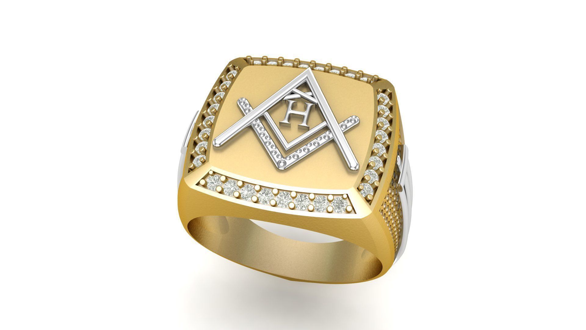 H - LETTER  SIGNET RING 3D print model_2