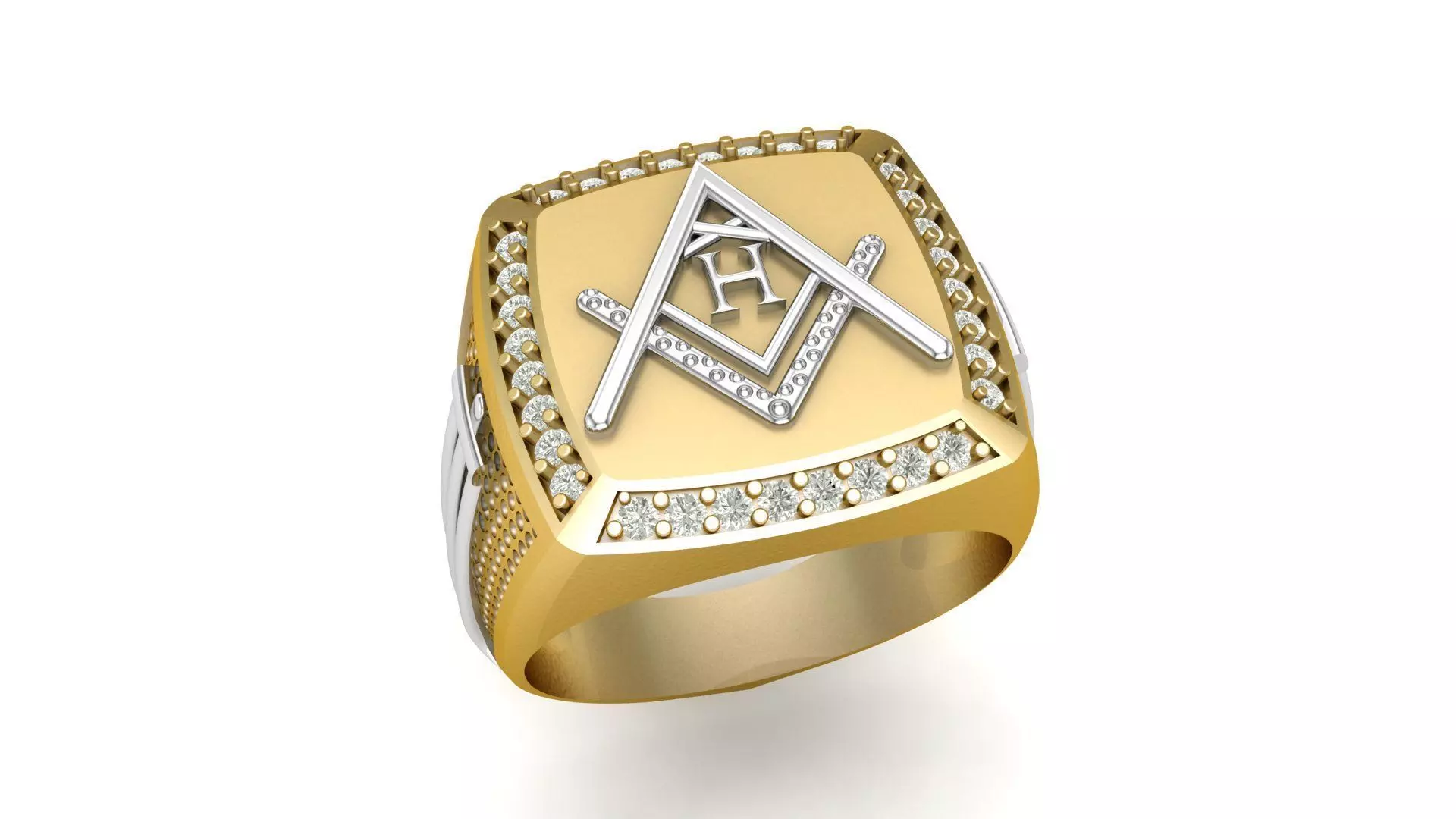 H - LETTER  SIGNET RING 3D print model_0