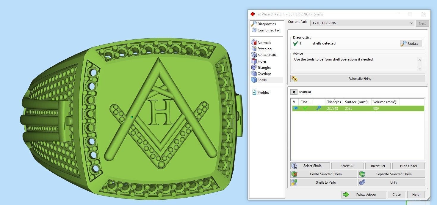 H - LETTER  SIGNET RING 3D print model_9