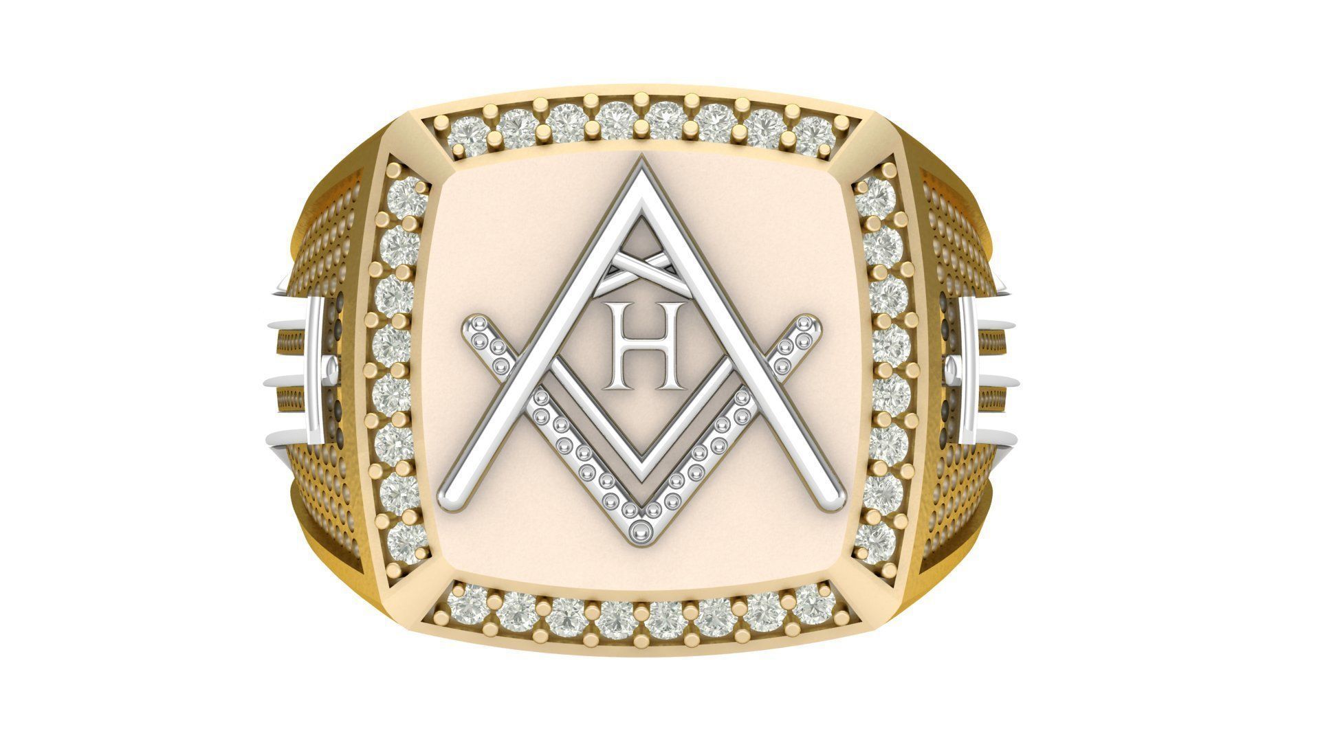 H - LETTER  SIGNET RING 3D print model_3