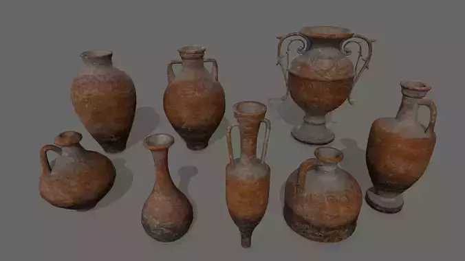 vase set greek Low-poly 3D model