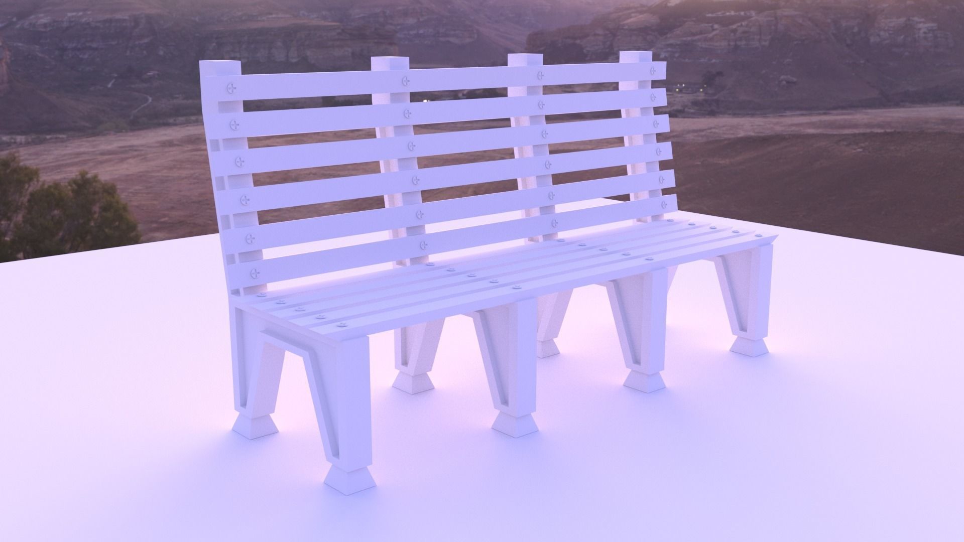 park bench Low-poly 3D model_6