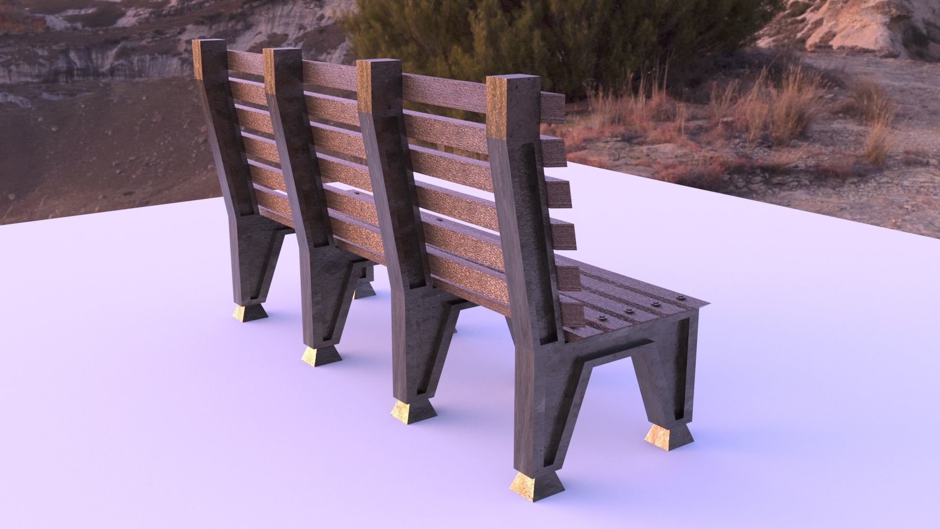 park bench Low-poly 3D model_3