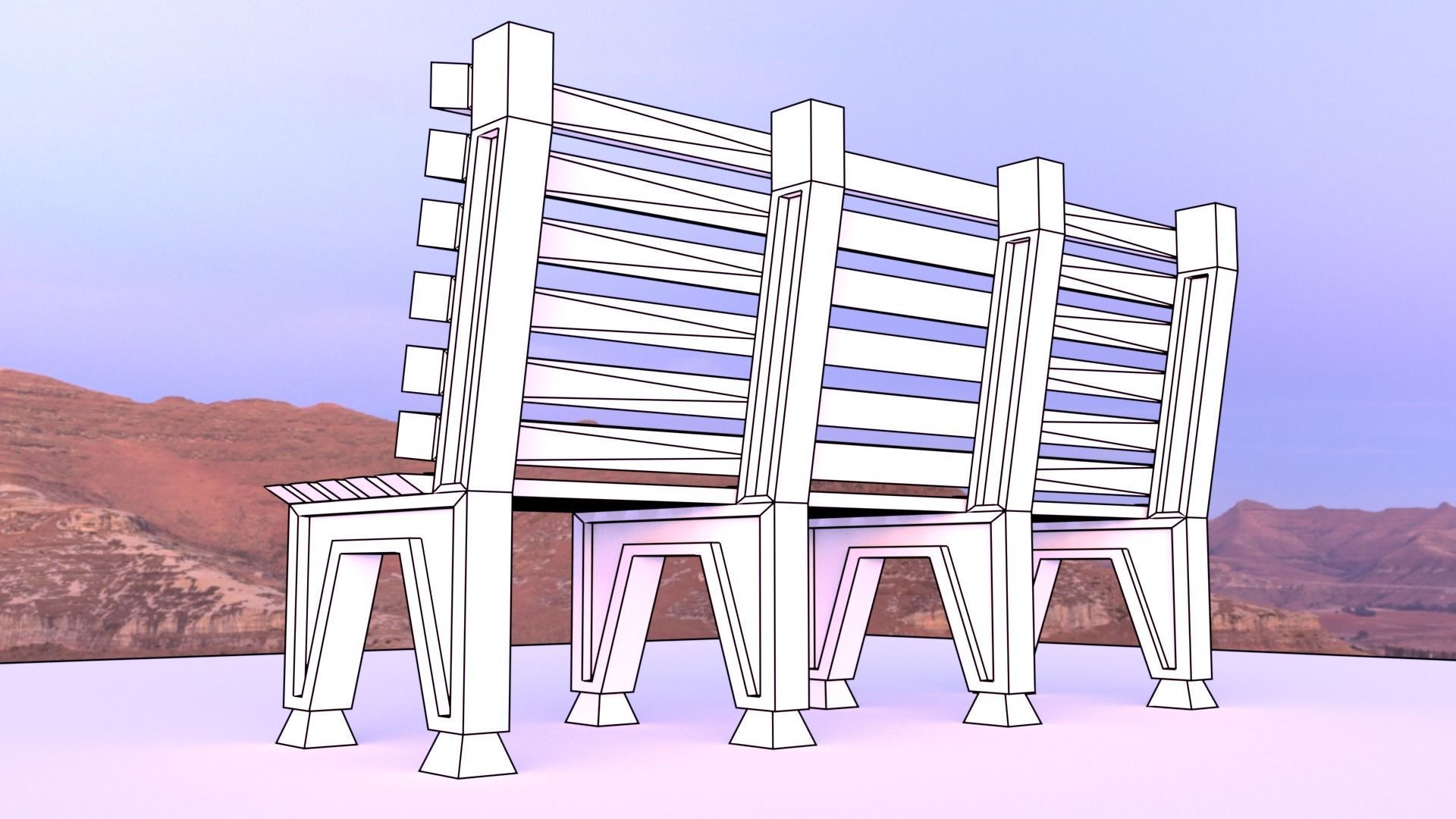 park bench Low-poly 3D model_11