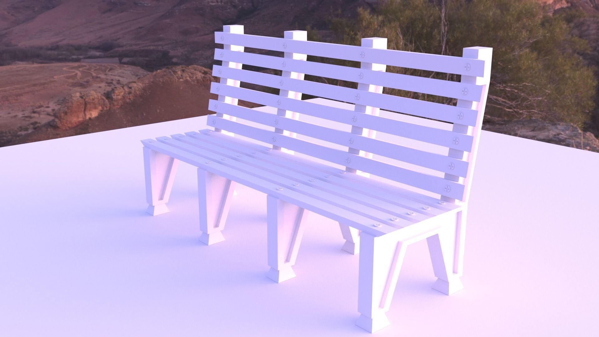 park bench Low-poly 3D model_7