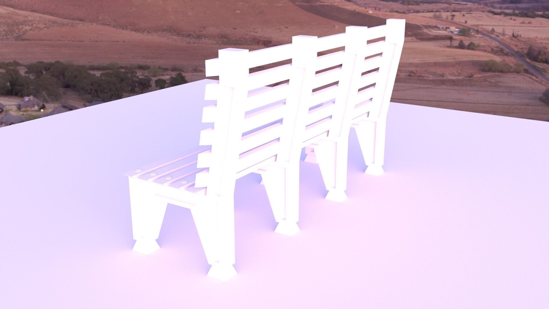park bench Low-poly 3D model_8
