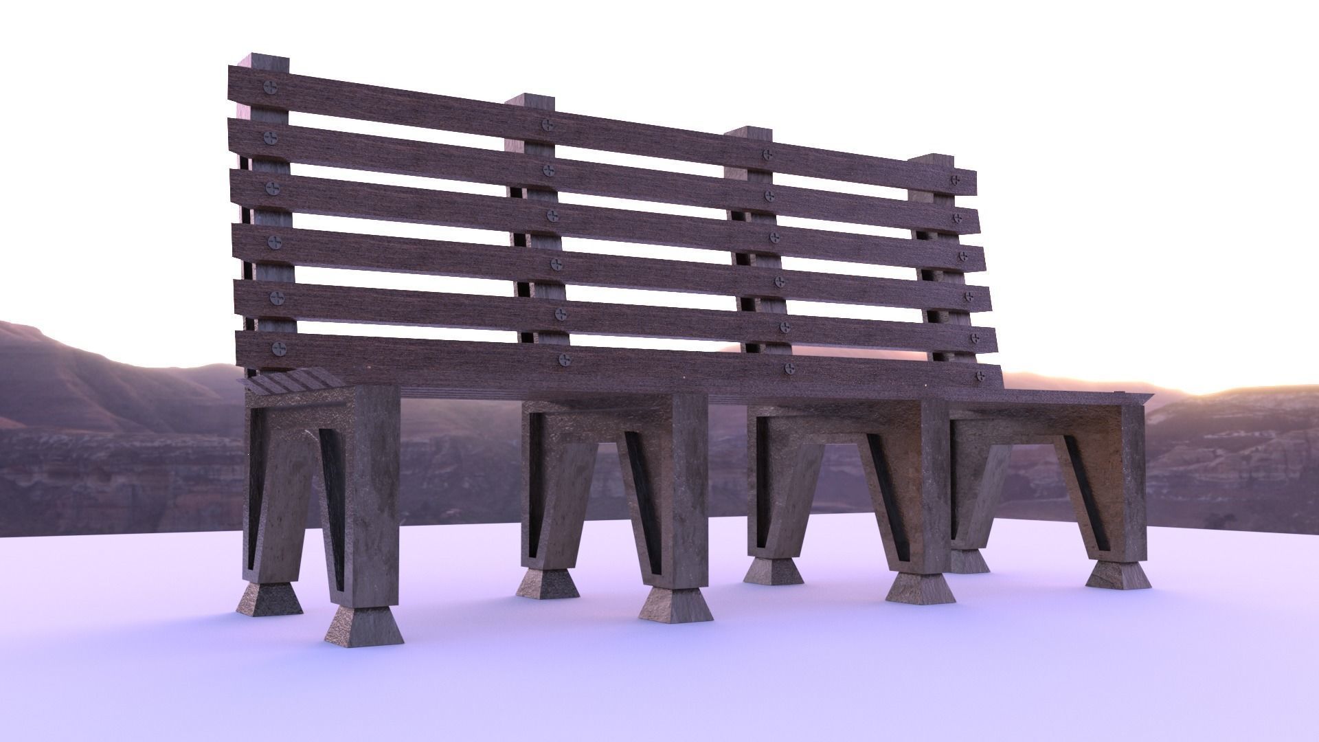 park bench Low-poly 3D model_4