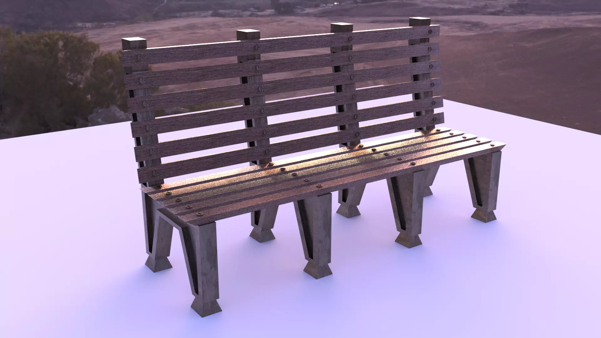 park bench Low-poly 3D model_0