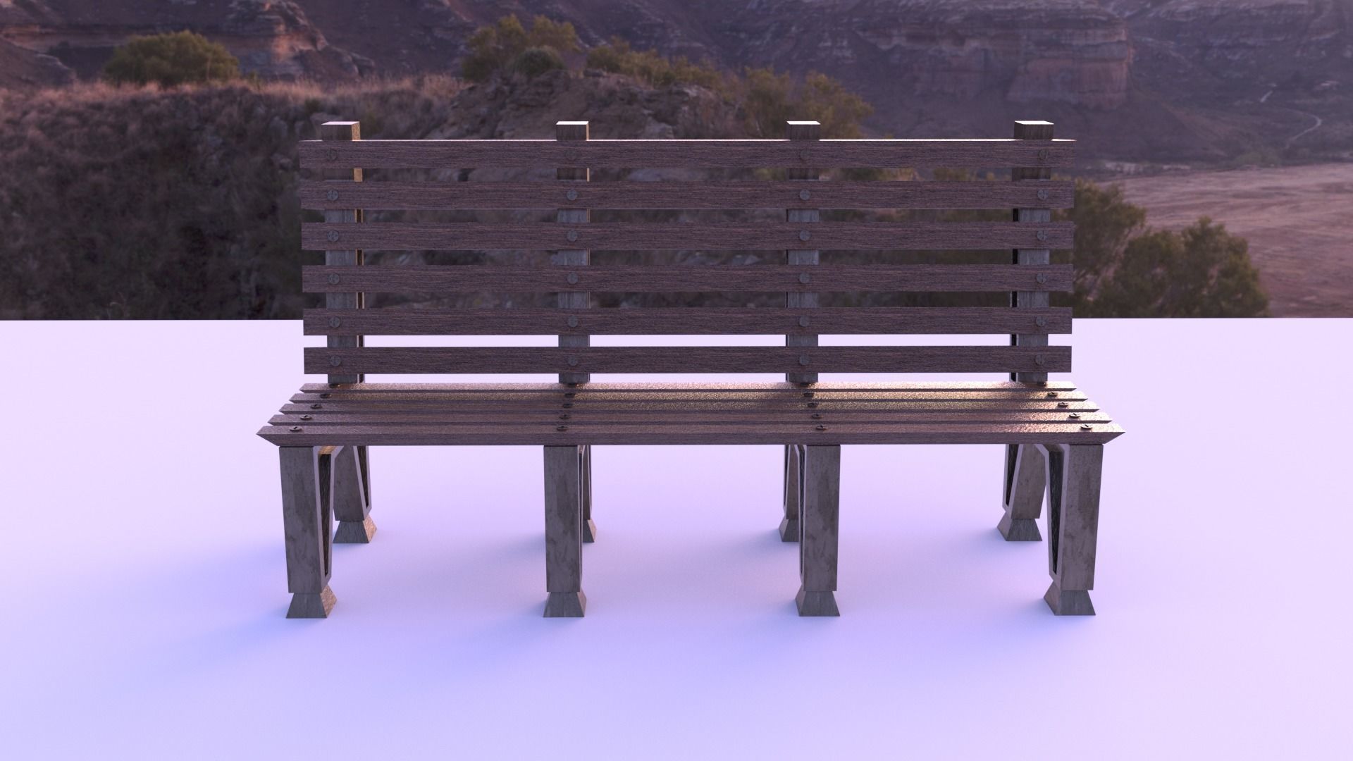 park bench Low-poly 3D model_5