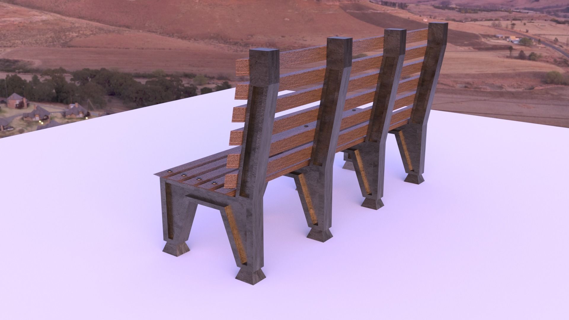 park bench Low-poly 3D model_2