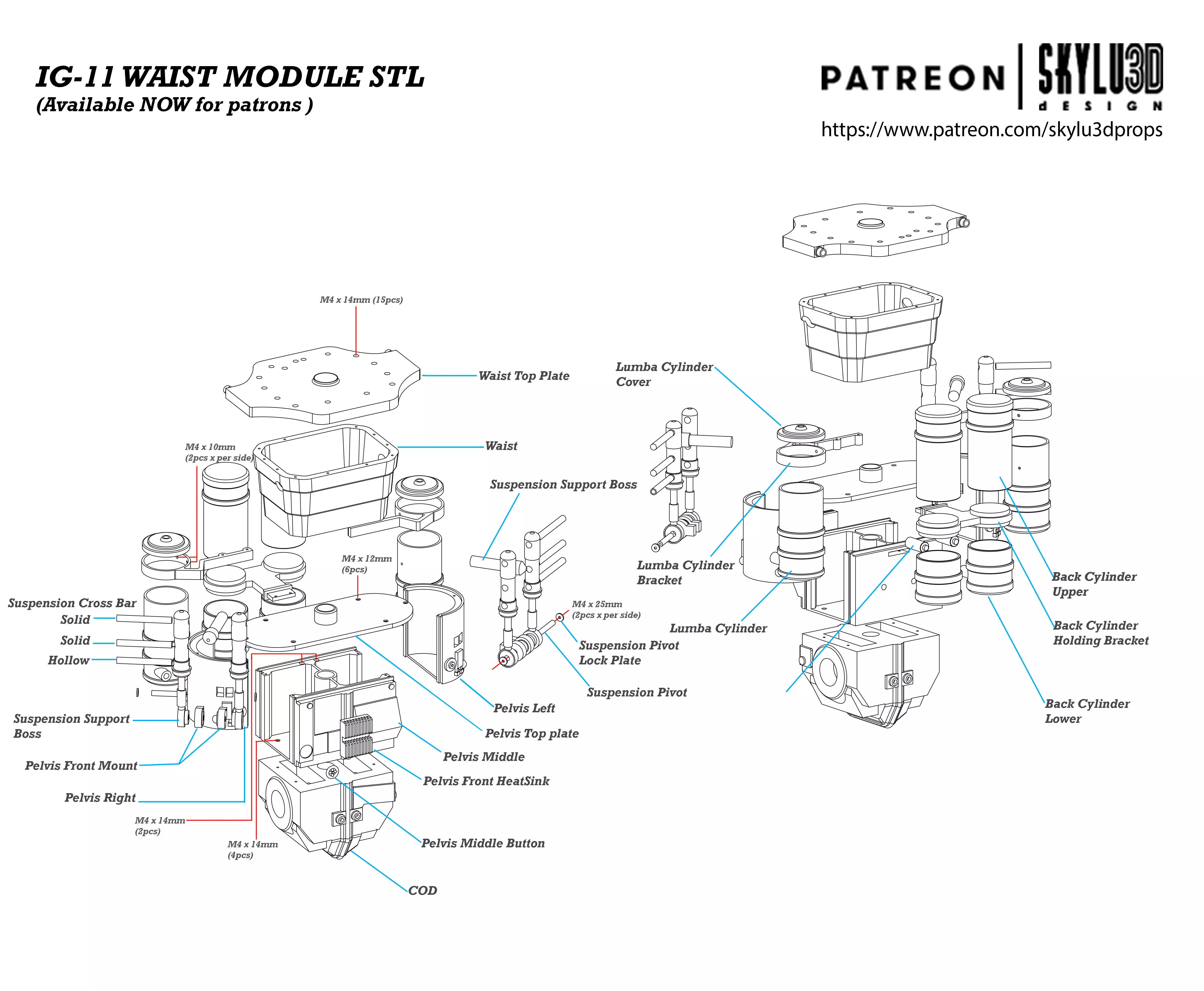 IG-11 Life Size Droid Waist 3D print ready STL - The Mandalorian 3D print model