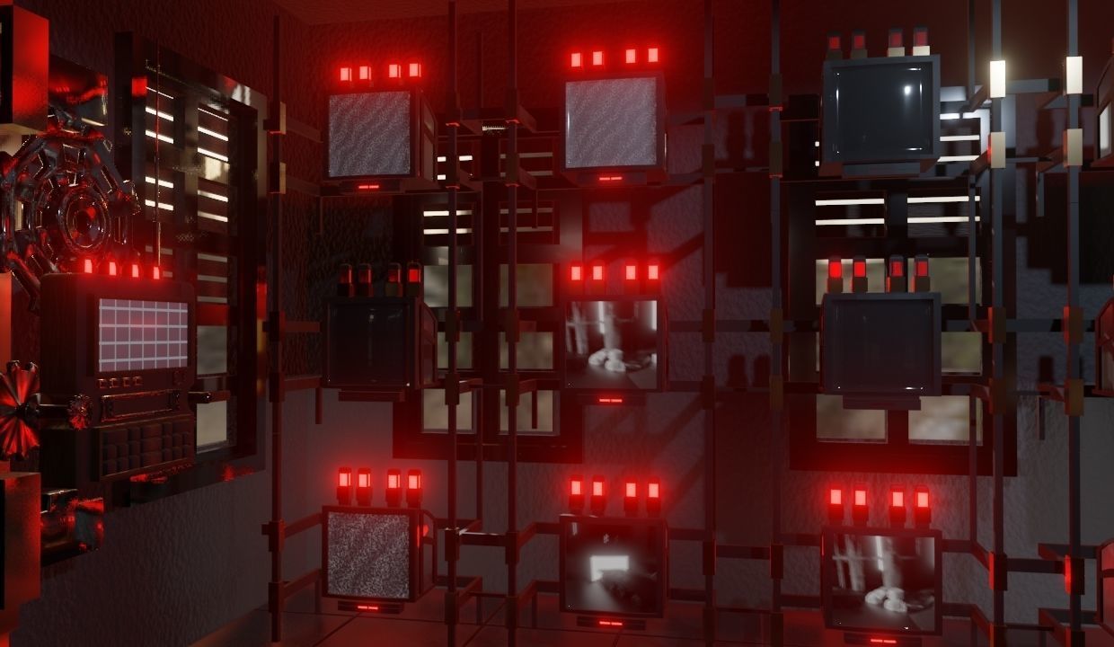 Factory Lab and Office Steampunk style Low-poly 3D model_5