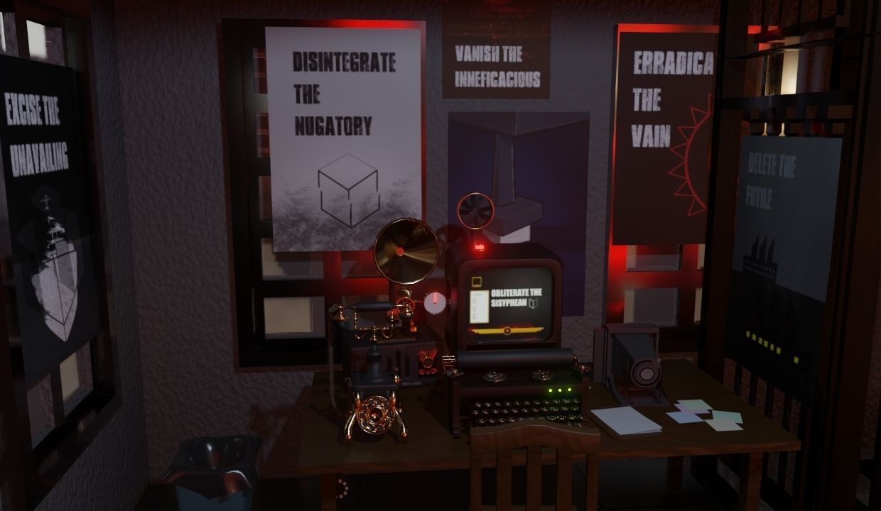 Factory Lab and Office Steampunk style Low-poly 3D model_6