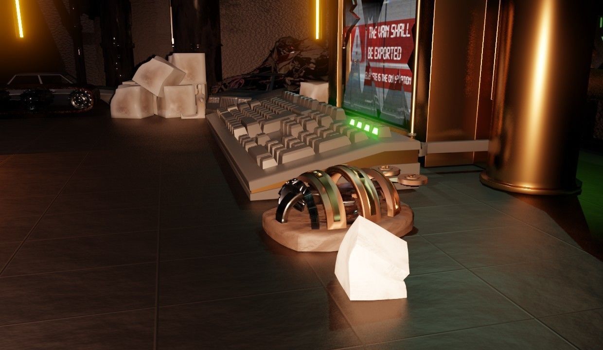 Factory Lab and Office Steampunk style Low-poly 3D model_10