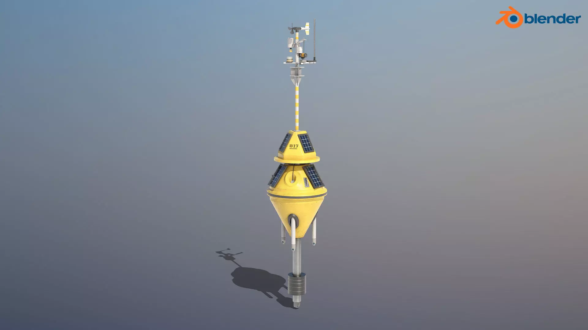 Weather Data Buoy Low-poly 3D model_0