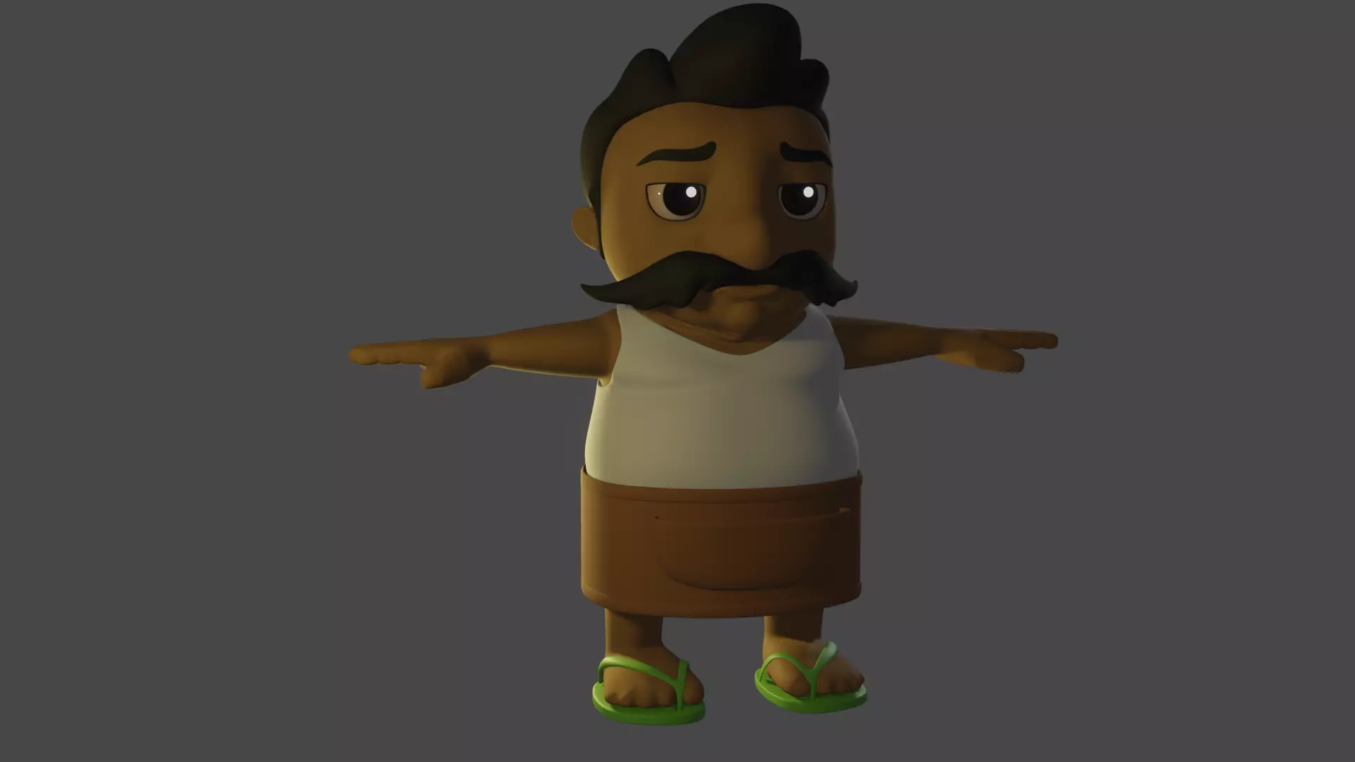 Man with Beard Cartoon 3D model_0