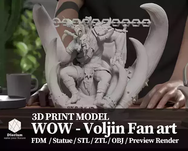 World of warcraft Voljin statue fanart  -  3D print model