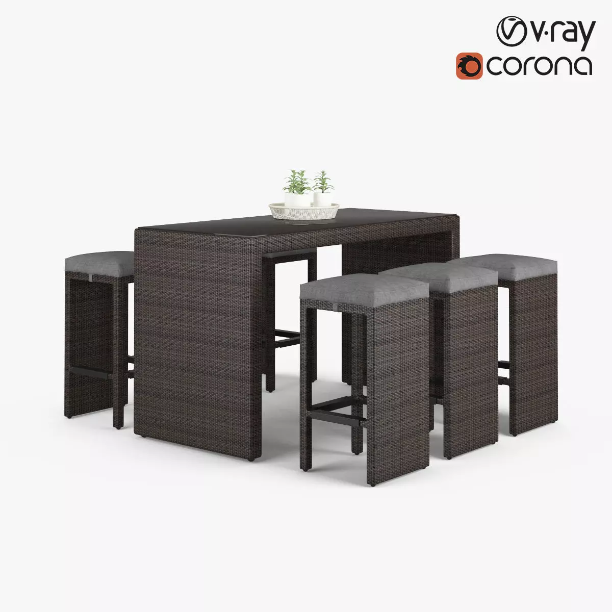 Outdoor Bar Set 3D model_0