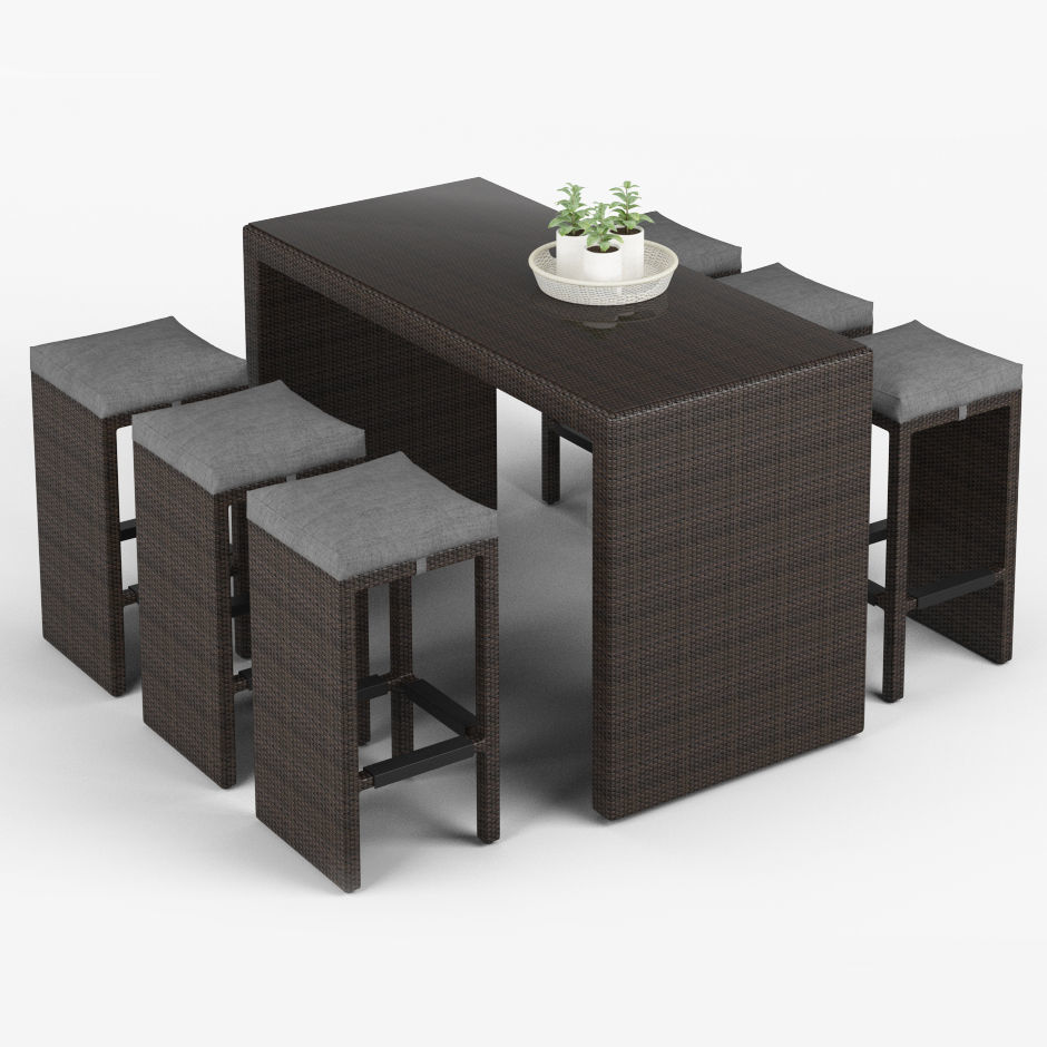 Outdoor Bar Set 3D model_1