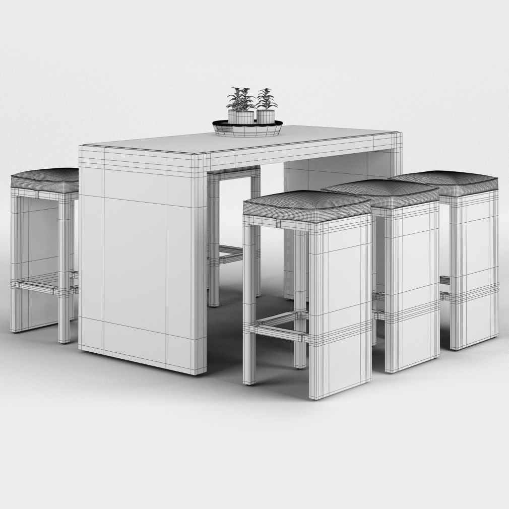 Outdoor Bar Set 3D model_4