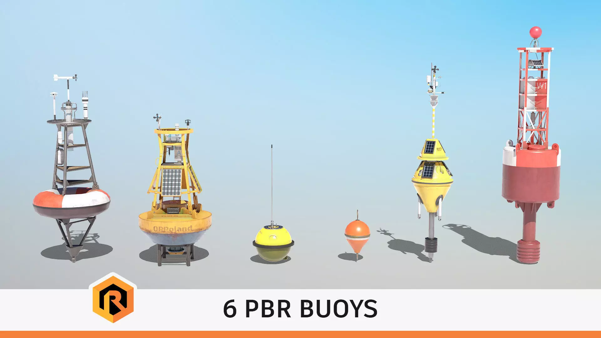 6 High-quality PBR Ocean Buoys  3D Model Collection_0