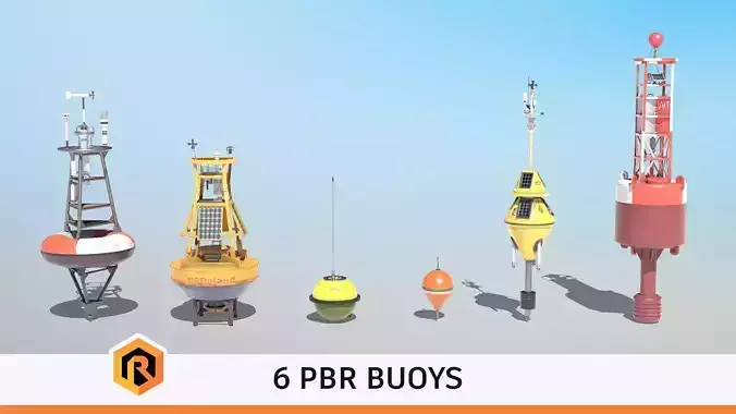 6 High-quality PBR Ocean Buoys  3D Model Collection