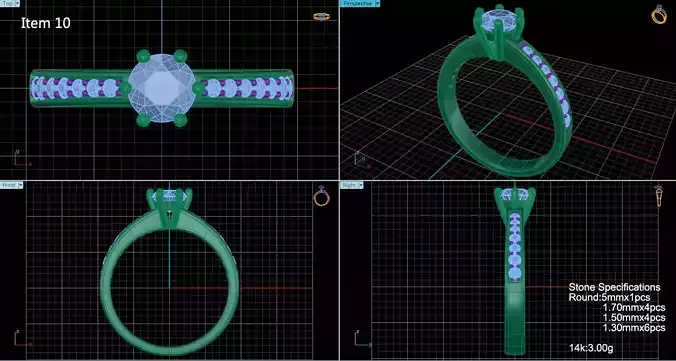 3DM Format White gold round cut ring jewellery design course