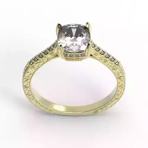 3DM White gold cushion ring types of jewelry files