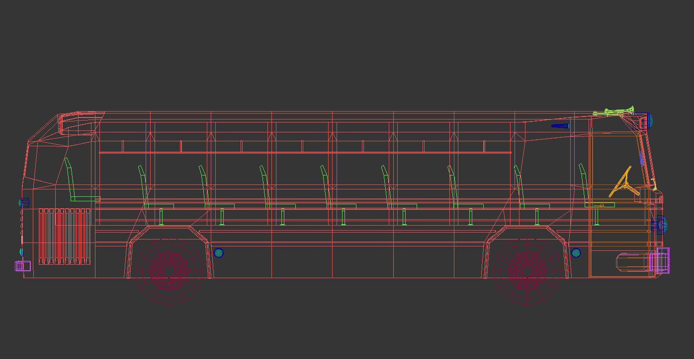 Low Poly Vintage Bus 04 Low-poly 3D model_11