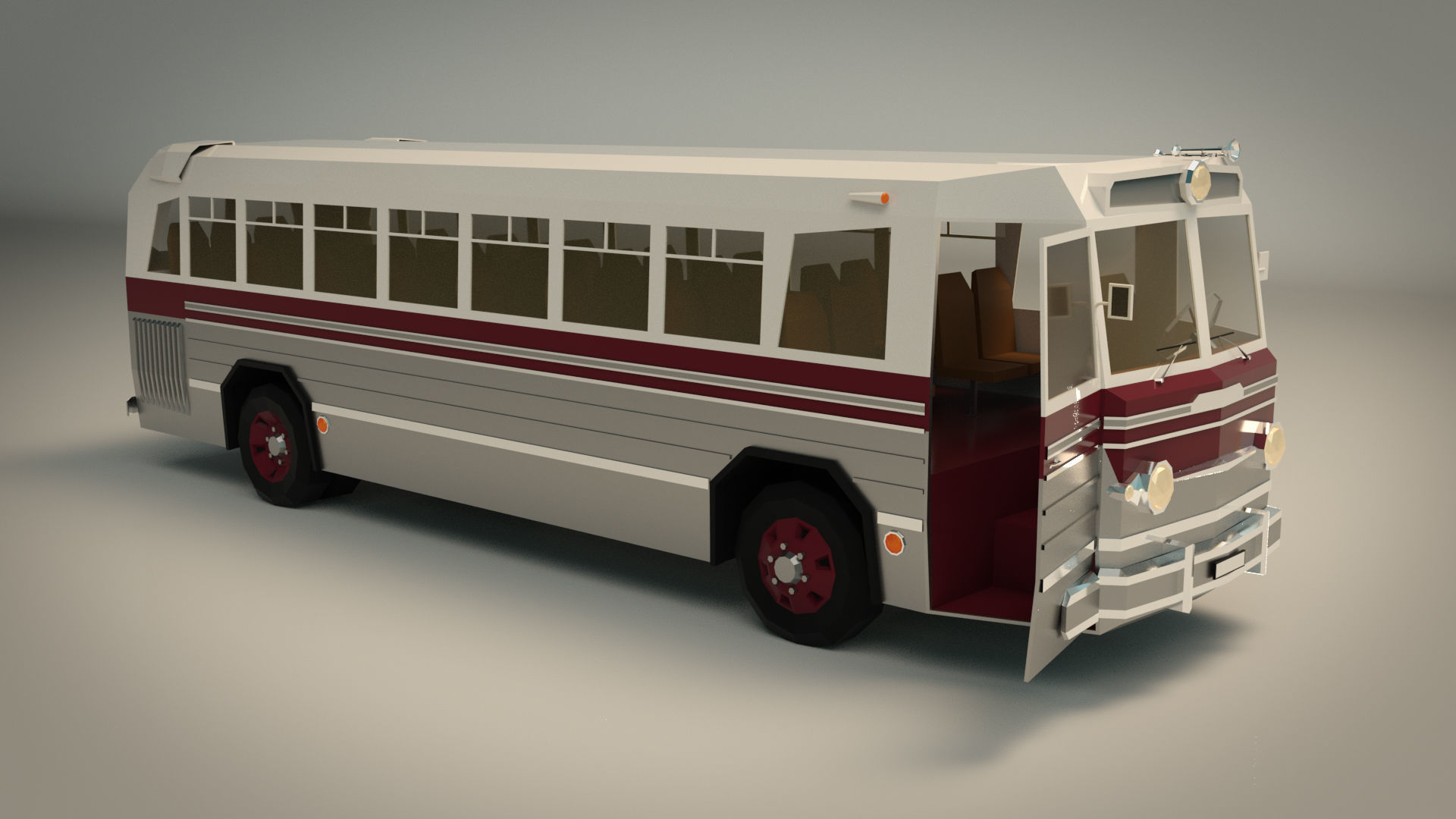 Low Poly Vintage Bus 04 Low-poly 3D model_8