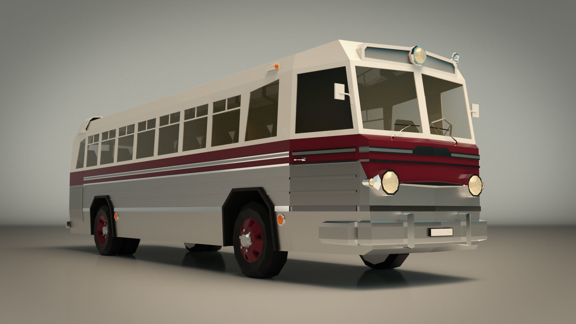 Low Poly Vintage Bus 04 Low-poly 3D model_6