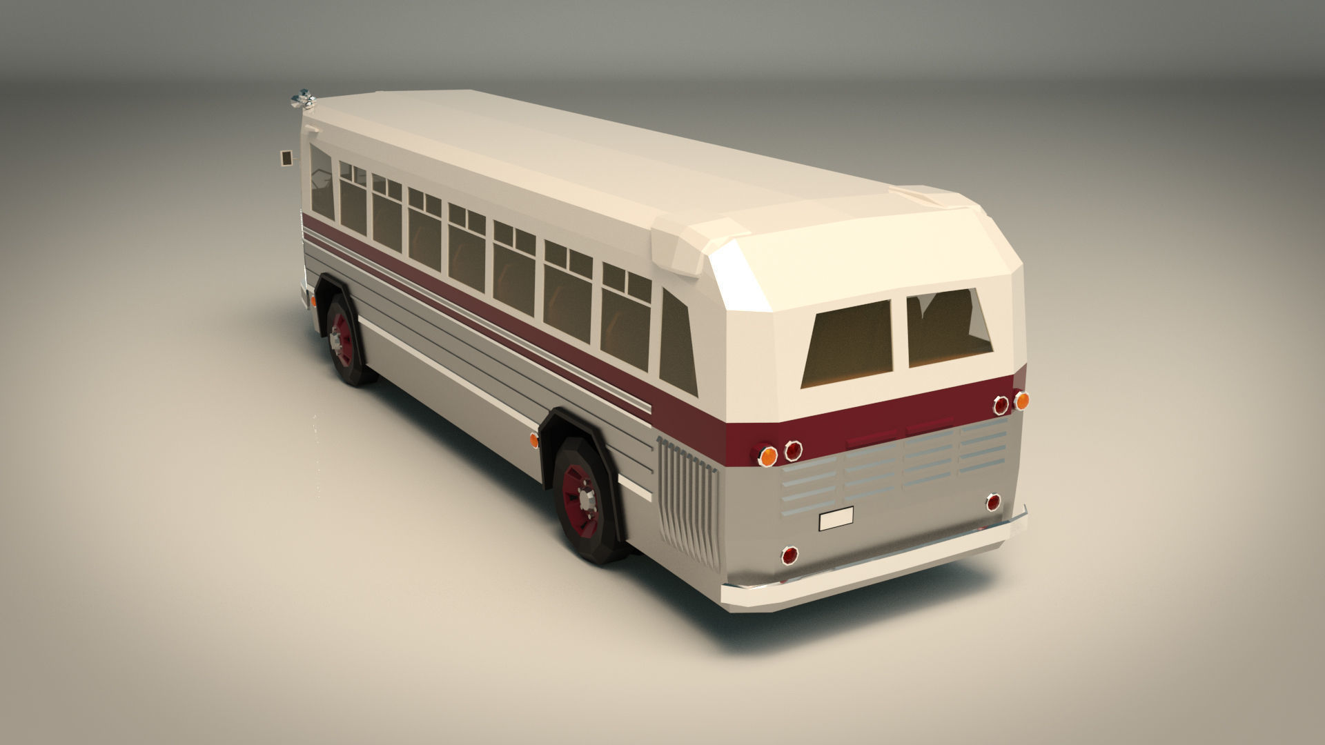 Low Poly Vintage Bus 04 Low-poly 3D model_3