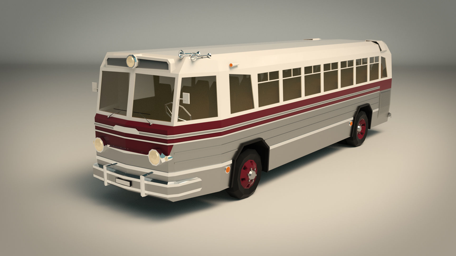 Low Poly Vintage Bus 04 Low-poly 3D model_2