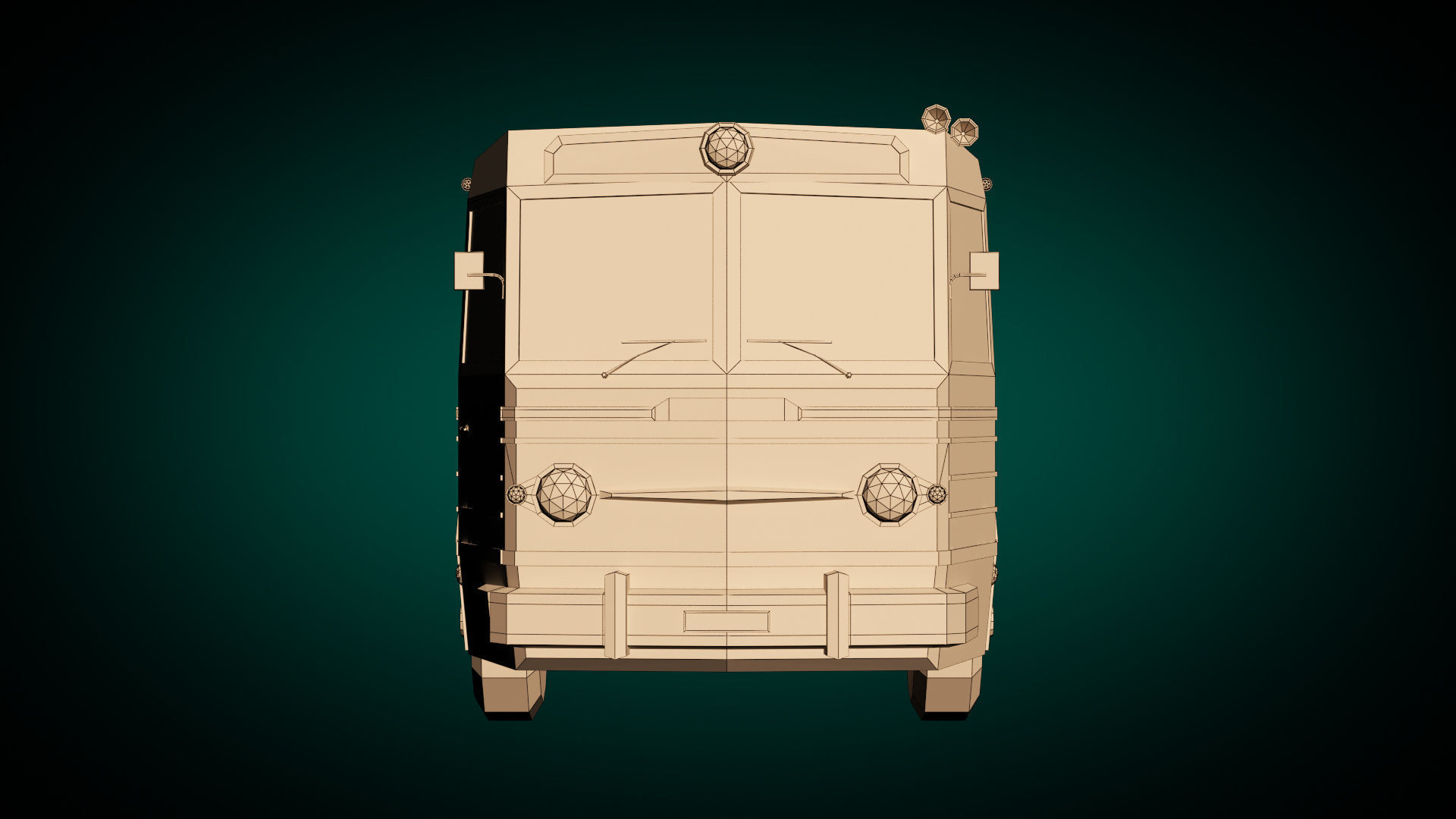 Low Poly Vintage Bus 04 Low-poly 3D model_14
