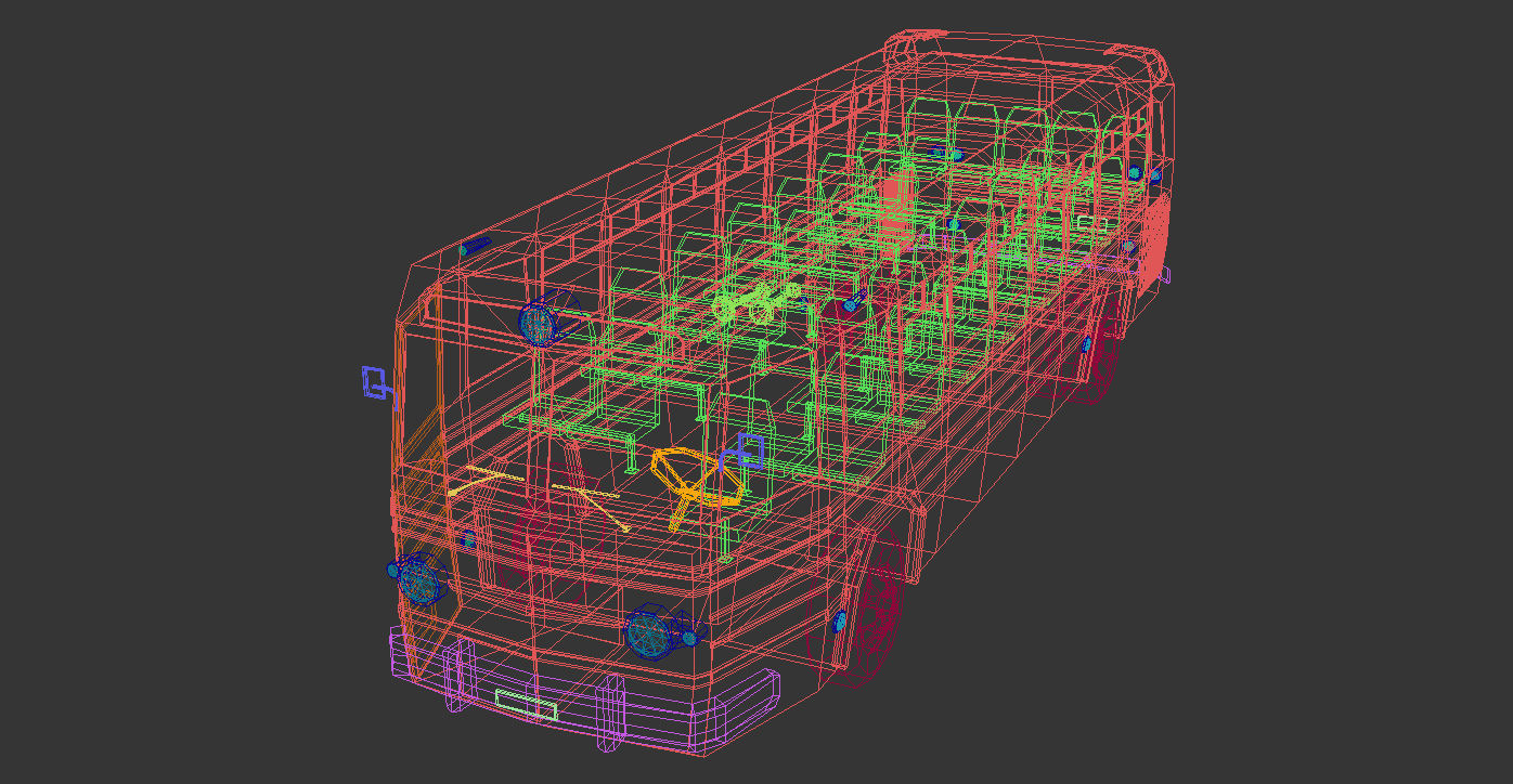 Low Poly Vintage Bus 04 Low-poly 3D model_9